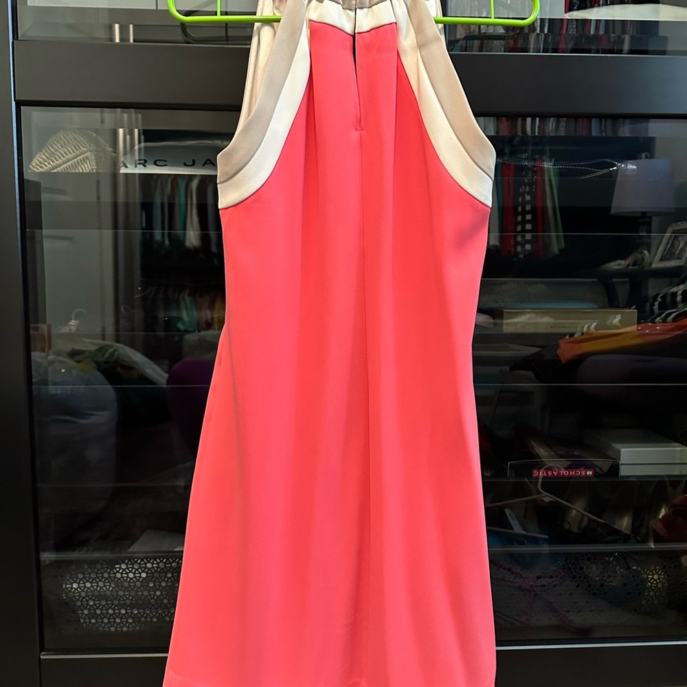 Pink, White and Taupe Halter Dress